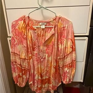 Haute Hippie Pink and Orange Tropical Blouse